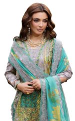 EMBROIDERED LAWN WITH EMBROIDERED PRINTED CHIFFON DUPATTA (CAD6-06) - Image 8