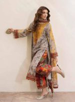 EMBROIDERED LAWN WITH EMBROIDERED PRINTED CHIFFON DUPATTA (CAD6-02) - Image 4