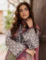 EMBROIDERED LAWN WITH EMBROIDERED PRINTED CHIFFON DUPATTA (CAD6-04) - Image 5