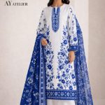 IVORY ECHO  STITCHED DEGITAL PRINT COTTON WITH MINNAR DUPATTA (AY-V1-253)