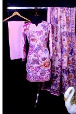 LILAC BLOOM STITCHED DEGITAL PRINT COTTON WITH MINNAR DUPATTA (AY-V1-252)